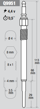 KESSEL BUJIA INCAND. GOLF/AUDI A3/4/SEAT TOLEDO