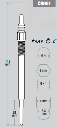 KESSEL BUJIA INCAND CHEVROLET SPIN LTZ 1.3 DIESEL-TURBO DIESEL