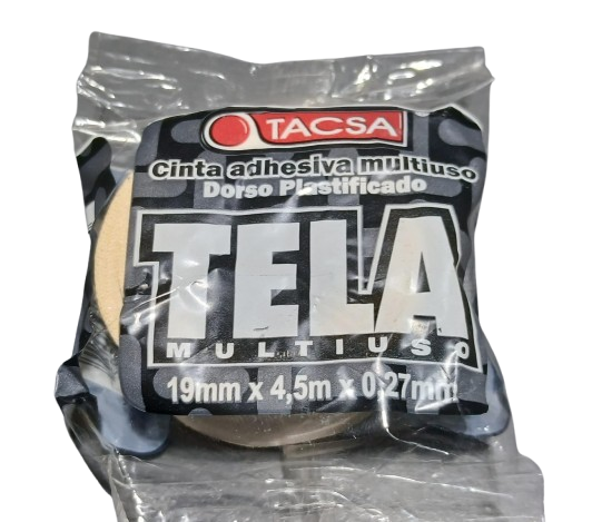 TACSA CINTA AISLADORA TELA MULTIUSO 19MM X4 5MT X 0.27MM  / DORSO PLASTIFICADO