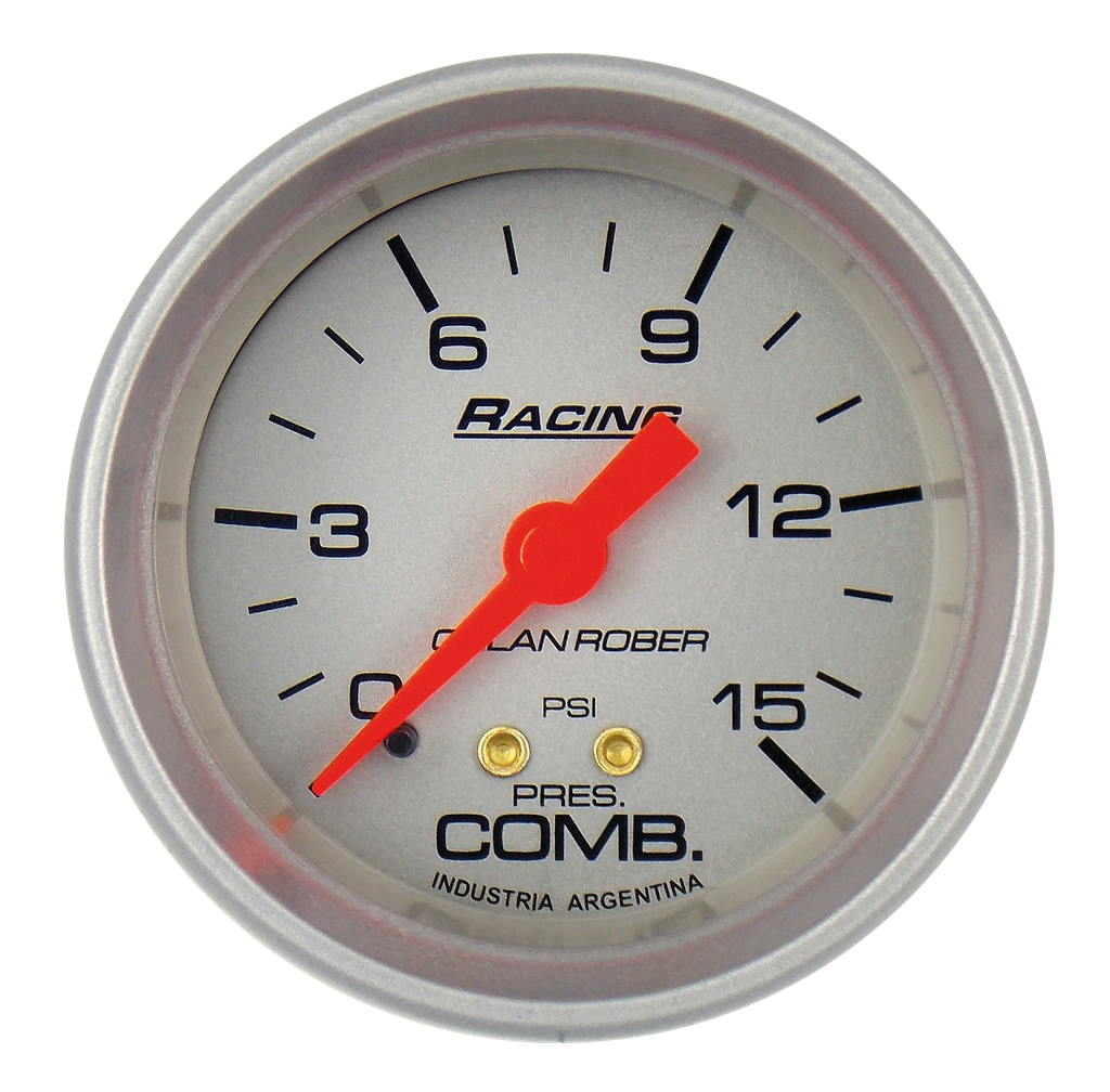 OR MANOMETRO MECANICO PRESION COMBUSTIBLE 16PSI 52MM *PLATA*