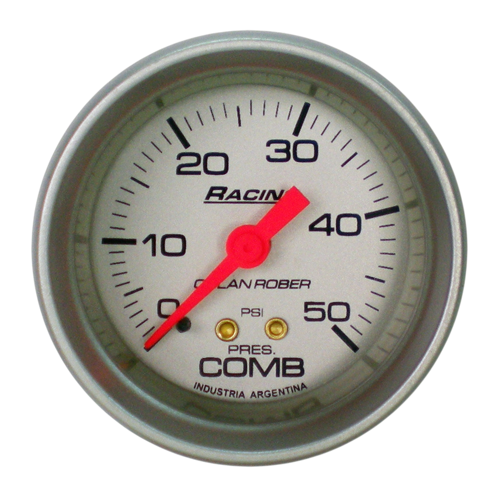 OR MANOMETRO MECANICO PRESION COMBUSTIBLE 50PSI 52MM *PLATA*