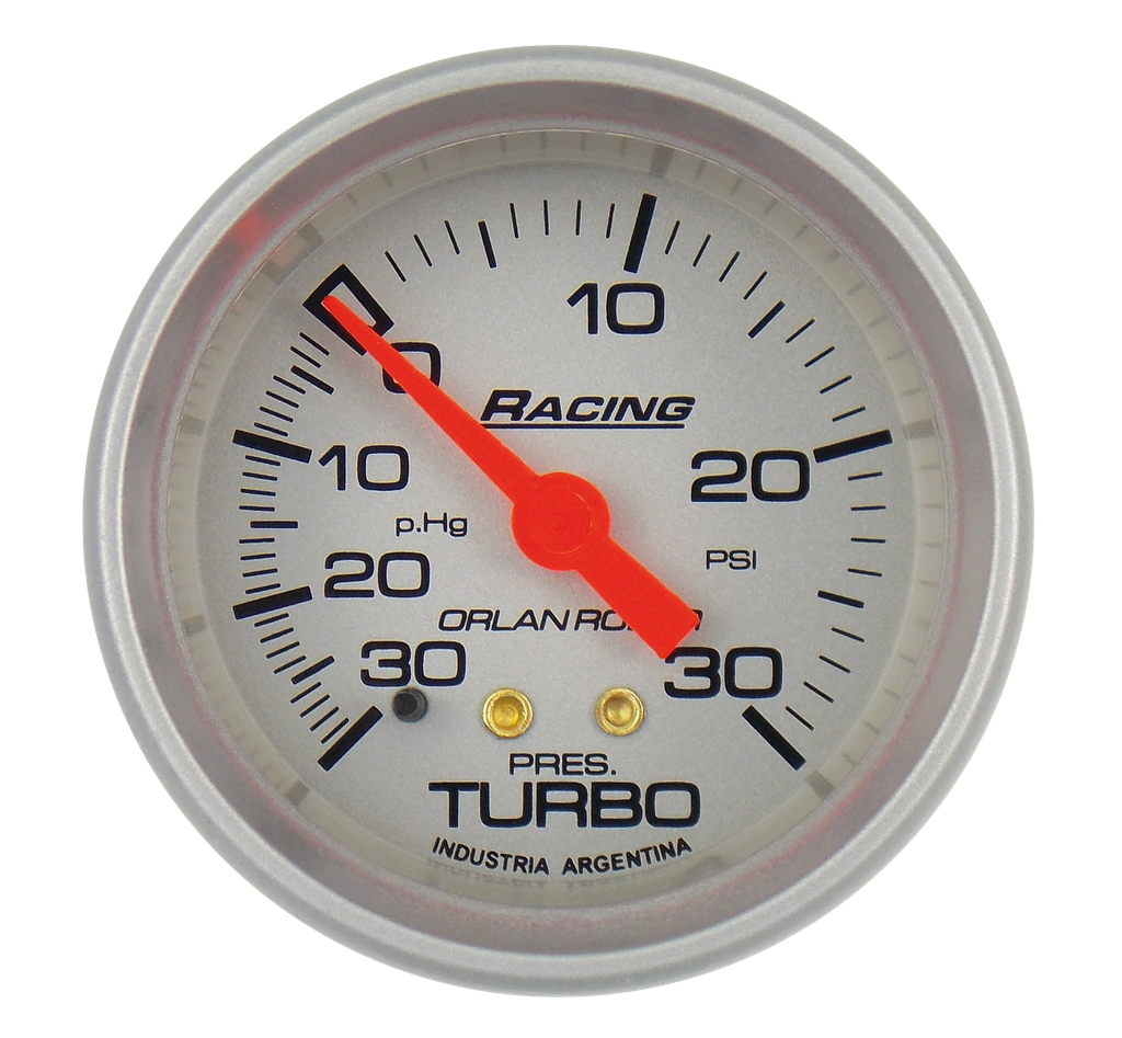 OR MANOMETRO MECANICO TURBO -30p.Hg-30psi 52MM *PLATA*