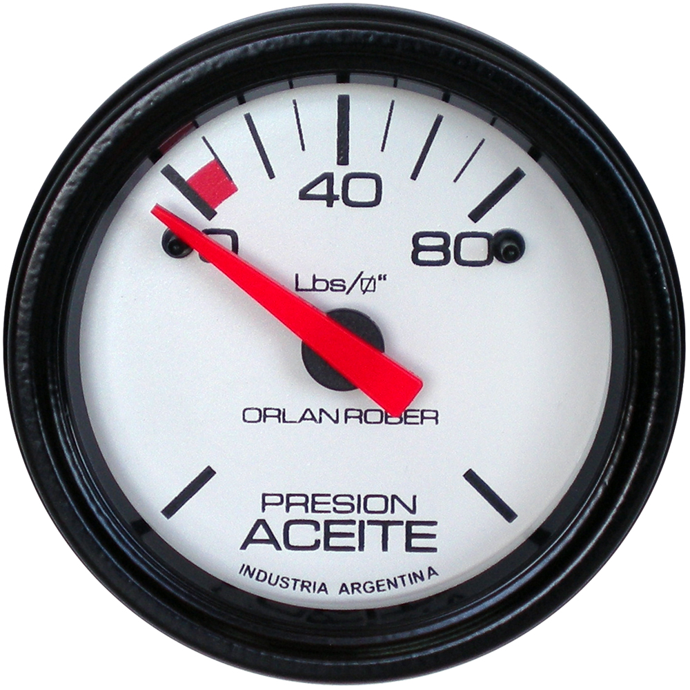 OR MANOMETRO ELECTRICO ACEITE 24V 0-80 LBS 52MM *L.BLANCA*