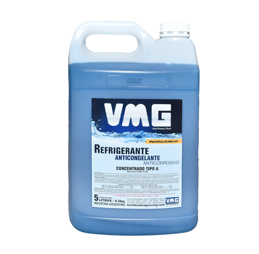 👍💲OFERTS VMG LIQUIDO REFRIGERANTE INORGANICO CONCENTRADO X5 LT AZUL