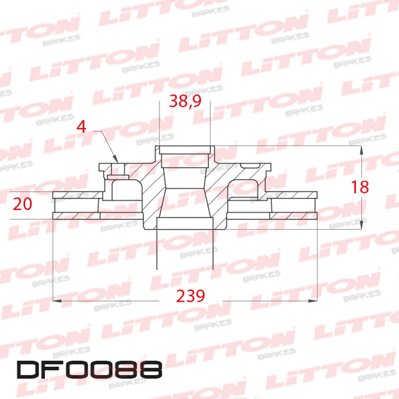 LITTON DISCO FRENO VW GOL GOLF GTI POLO QUANTUM / SAVEIRO 1.6 - 1.8 - 2.0 SEAT IBIZA 1.8 CORDOBA FORD GALAXY