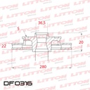 [DF0316.0500] LITTON DISCO FRENO VW BORA 1.8i 2.0 1.9 TDi GOLF 1.8i 2.0 V/D