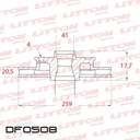 [DF0508.0500] LITTON DISCO FRENO KANGOO CLIO LOGAN MEGANE R19 SCENIC SYMBOL 1.6 16V 1.9 TDi 2.0 SANDERO 1.5 V/D