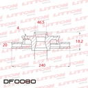 [DF0080.0500] LITTON DISCO FRENO FIAT PALIO SIENA UNO 1.3 - 1.4- 1.5- 1.6 8V / 16V