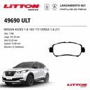 [49690UP.0500] LITTON PASTILLAS FRENO DEL. NISSAN KICKS 1.6 16V VERSA 1.6 SENSE- ADVANCE- EXCLUSIVE 21/