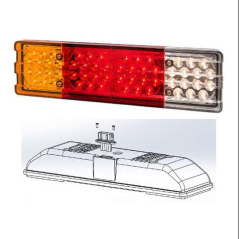 BAIML FARO TRASERO TIPO MB FICHA DE 5 VIAS S/VENTANA BIVOLTAJE 12V/24V  /IZQUIERDO POSICION STOP  GIRO Y RETROCESO 56 LEDS