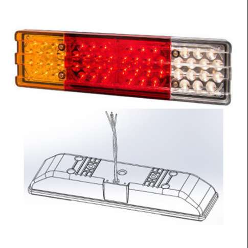 * BAIML FARO TRASERO TIPO MB SALIDA SIMPLE DE CABLES S/VEN 12V IZQUIERDO POSICION STOP GIRO Y RETROCESO 56 LEDS