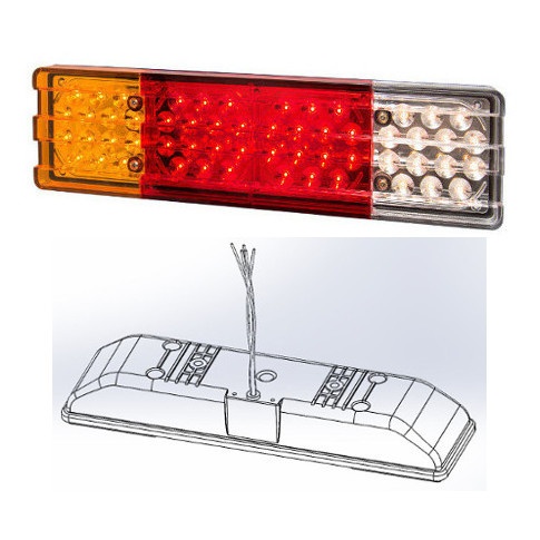 BAIML FARO TRASERO TIPO MB SALIDA SIMPLE DE CABLES S/VEN BIVOLTAJE 12/24V  /IZQUIERDO POSICION STOP  GIRO Y RETROCESO 56 LEDS