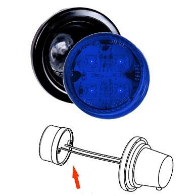 BAIML FARO POSICION ELECTR.BIVOLTAJE 4 LEDS AZUL  /CON ARO FLEXIBLE // SALIDA SIMPLE DE CABLES 