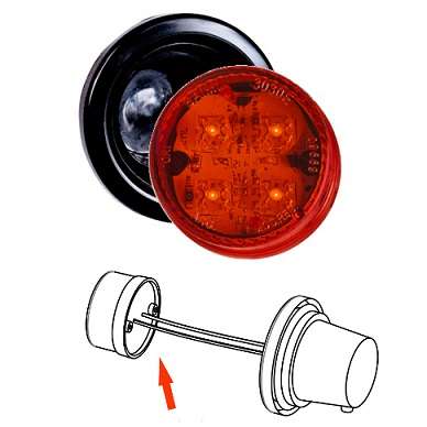 BAIML FARO POSICION ELECTR.BIVOLTAJE 4 LEDS ROJO  /SALIDA SIMPLE DE CABLES - ARO FLEXIBLE