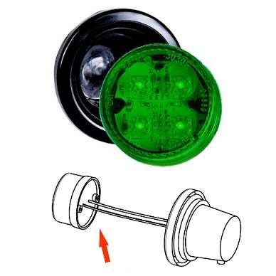 BAIML FARO POSICION ELECTR.BIVOLTAJE 4 LEDS VERDE  /CON ARO FLEXIBLE // CON SALIDA SIMPLE DE CABLES 