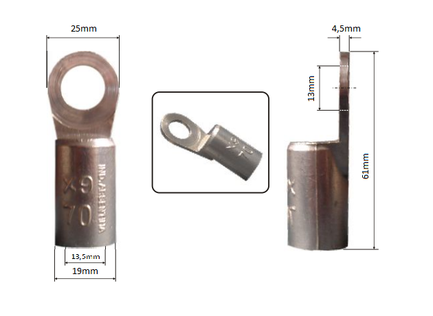 X9 TERMINAL INSTAL.OJAL CABLE 95 MM X 1U  