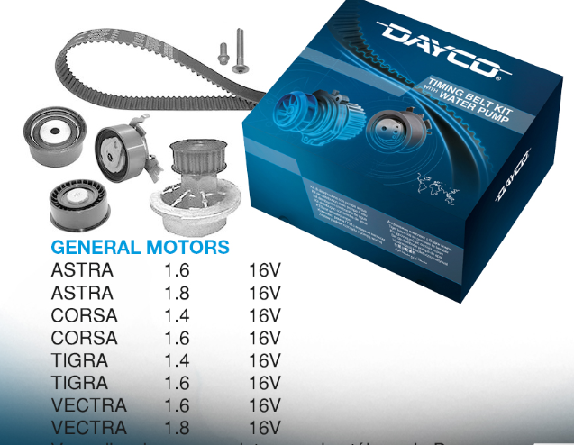 DAYCO KIT DISTRIBUCION C/BOMBA DE AGUA ASTRA CORSA TIGRA VECTRA 1.4 1.6 1.8 16V