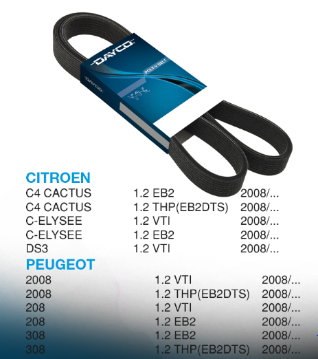 DAYCO CORREA POLY V CITROEN C4 CACTUS C-ELYSEE DS3 PEUGEOT 208 308