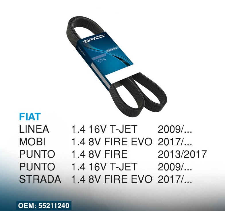 DAYCO CORREA POLY V ELASTICA FIAT MOBI LINEA PUNTO STRADA 1.4