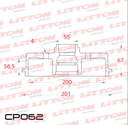 [CP062.0500] LITTON CAMPANA FRENO TOYOTA COROLLA 1.8I 16V 93/02