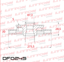 [DF0245.0500] LITTON DISCO FRENO DISCO CHEVROLET BLAZER-S10 (5 AGUJEROS) DEL