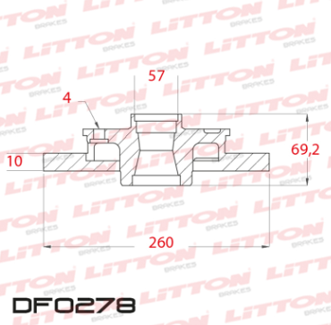LITTON DISCO FRENO DISCO CHEVROLET - GM MERIVA 1.8 8V - 1.8 16V ASTRA 1.8 8V - 2.0 8V VECTRA 1.8i - 2.0i TRAS
