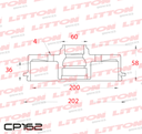 [CP162.0500] LITTON CAMPANA FRENO CHEVROLET ONIX 12/ PRISMA 13/ TRAS