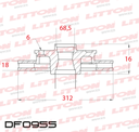 [DF0955.0500] LITTON DISCO FRENO TOYOTA LAND CRUISER 150 - LAND CRUISER 2.7 - HILUX 2.8 TDI NUEVA TRAS