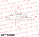 [DF1050.0500] LITTON DISCO FRENO FIAT TORO 1.8 - 2.0 - 2.4 16V JEEP RENEGADE 1.8 - 2.0 - COMPASS 2.0 4x2 - 4x4 DEL