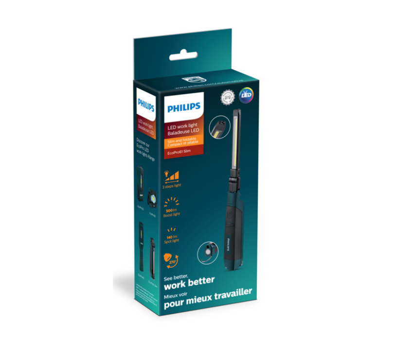PHILIPS LINTERNA DE INSPECCION LED ECOPRO61 SLIM 6000K 5W 250/50 RECARGABLE