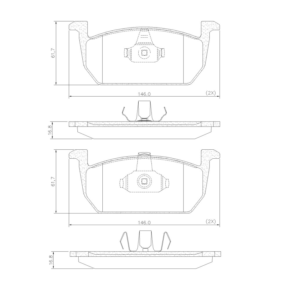 FRASLE PASTILLA EJE DELANTERO 16.80MM VOLKSWAGEN VIRTUS/POLO GTS 1.4 TSI 19> T-CROSS 1.6 19> NIVUS 1.0 TSI 200