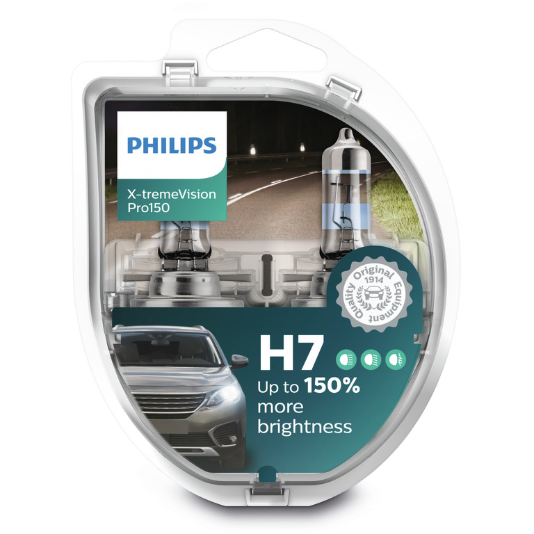 PHILIPS LAMPARA H7 12V 55W PX26D X-TREME VISION PRO 150% FIAT DOBLO PALIO 8V FIESTA 1.6 16V VW POLO 1.6 5P AMAROK CS 2.0 16V TDI BLISTER X 2