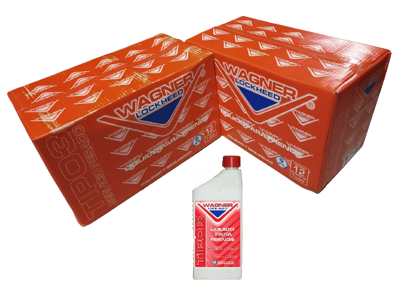 👍💲OFERTA X 2 CAJAS (24 UNIDADES)** WAGNER LOCKHEED LIQUIDO FRENO SERVICIO PESADO TIPO 3 - DOT 3 1LITRO