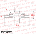 [DF1105.0500] LITTON DISCO FRENO CHEVROLET TRAILBLAZER 2.8 3.6 13/ TRAS
