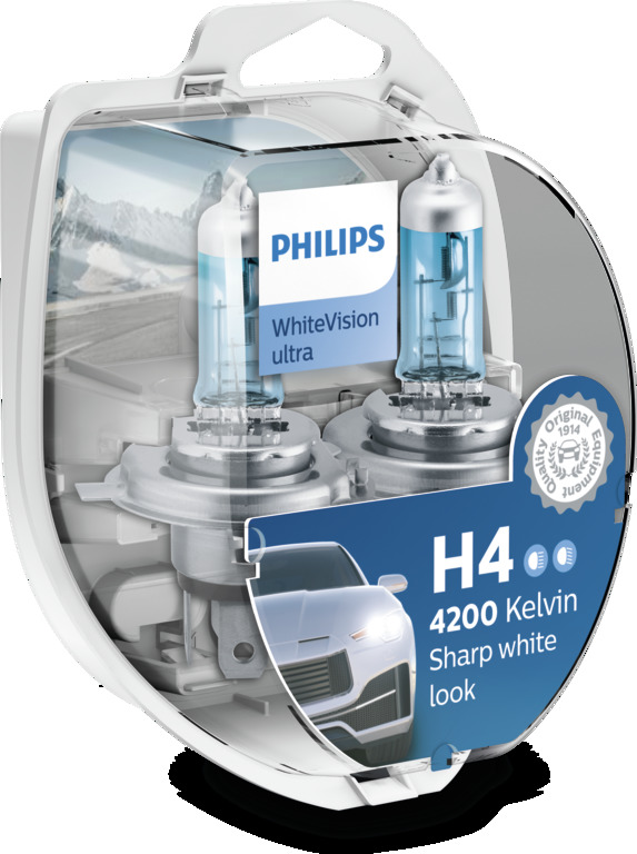 PHILIPS LAMPARA HALOG SET H4/W5W WHITE VISION ULTRA 12V EFECTO BLANCO FRIO