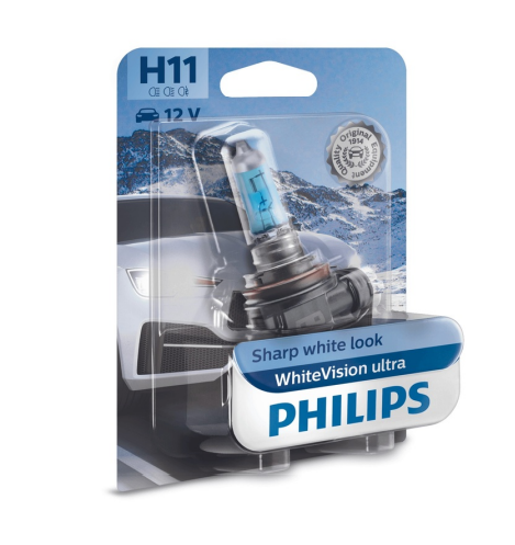 #PHILIPS LAMPARA HALOG H11 WHITE VISION ULTRA 12V 55W PGJ19-2 EFECTO BLANCO FRIO (BLISTER X1)