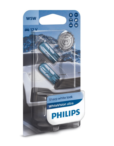 PHILIPS LAMPARA HALOG SET W5W WHITE VISION ULTRA 12V EFECTO BLANCO FRIO