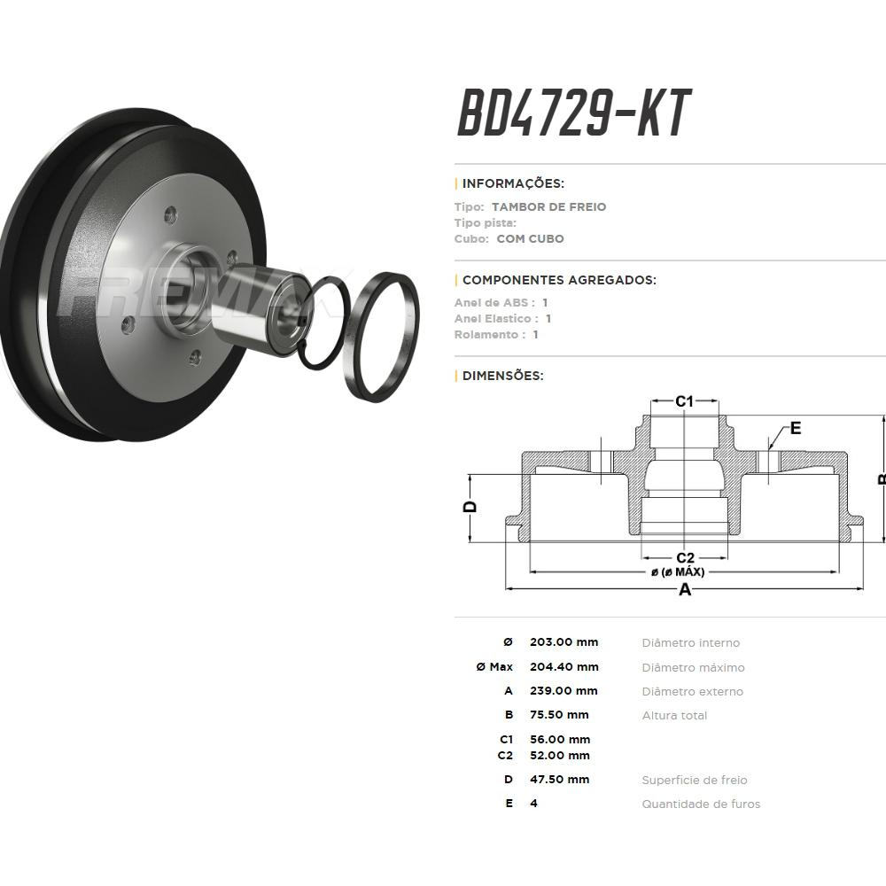FREMAX CAMPANA FRENO CON RODAMIENTO  PEUGEOT 208 CITROEN C3