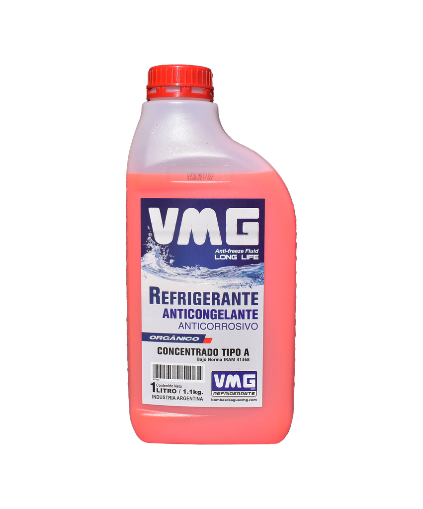 👍💲PROMO (PACK X12 UNIDADES) VMG LIQUIDO REFRIGERANTE ROJO ORGANICO LONG LIFE X1 LT