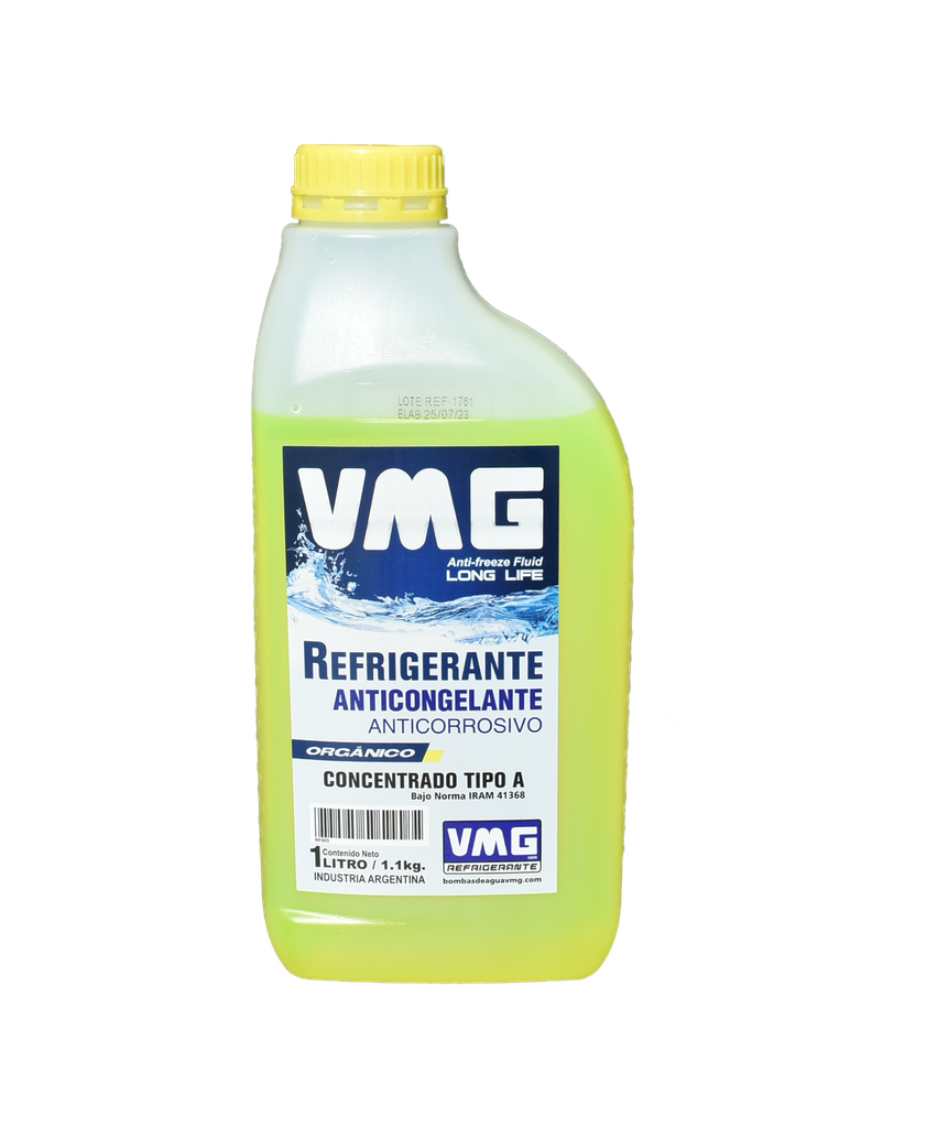 👍💲PROMO (PACK X12 UNIDADES) VMG LIQUIDO REFRIGERANTE AMARILLO ORGANICO LONG LIFE X1 LT