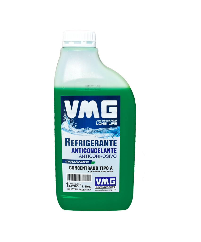 👍💲PROMO (PACK X12 UNIDADES) VMG LIQUIDO REFRIGERANTE VERDE ORGANICO LONG LIFE X1 LT
