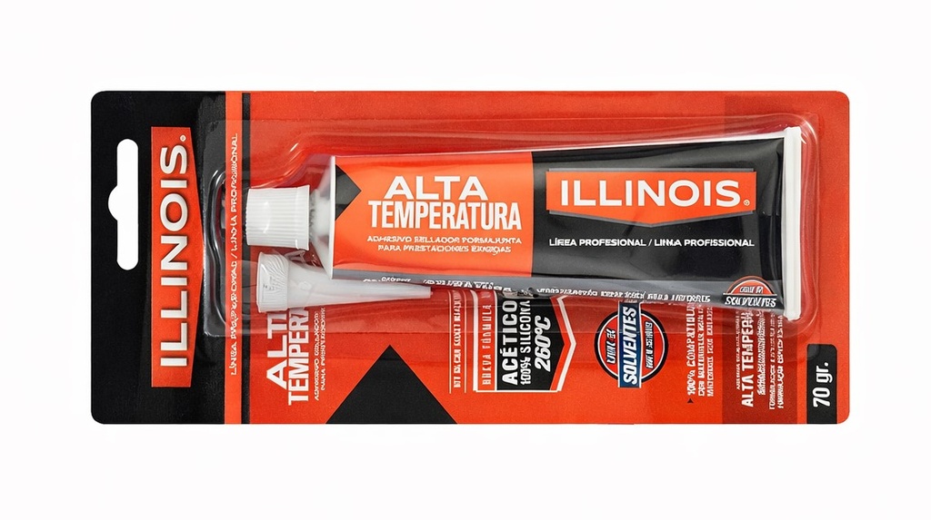 👍💲OFERTA ILLINOIS ADHESIVO SELLADOR RTV ACETICO ROJO 70Gr