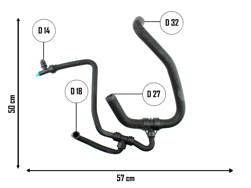 CAUPLAS MANGUERA RADIADOR INFERIOR FIAT PUNTO I/II OEM:51798868 =YACO 3943