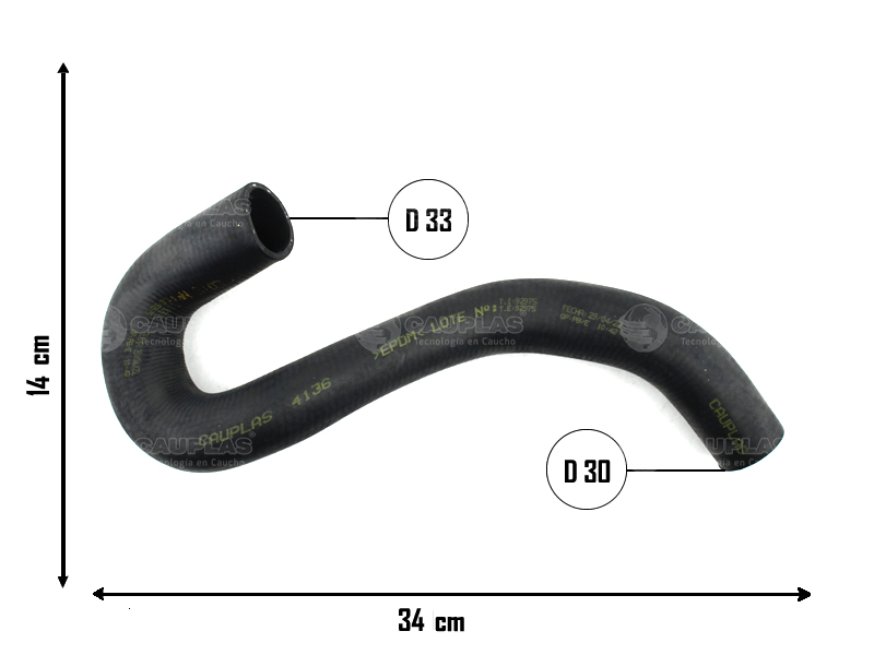 CAUPLAS MANGUERA RADIADOR INF FIESTA I COURIER  =YACO 2262/2495