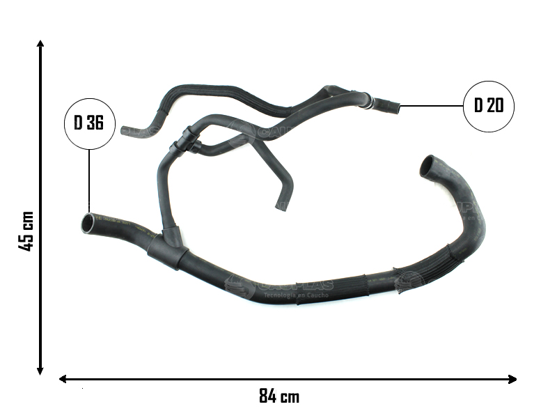 CAUPLAS MANGUERA RADIADOR INF. C/ DERIVACION A DEPOSITO FORD RANGER 2.80 01/06  =YACO 2554