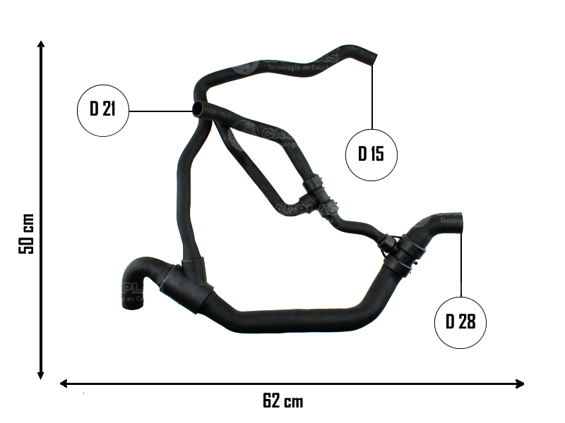 CAUPLAS MANGUERA RADIADOR INFERIOR RENAULT CLIO II KANGOO OEM:7700414122 7700834895 7702233959 =YACO 2093