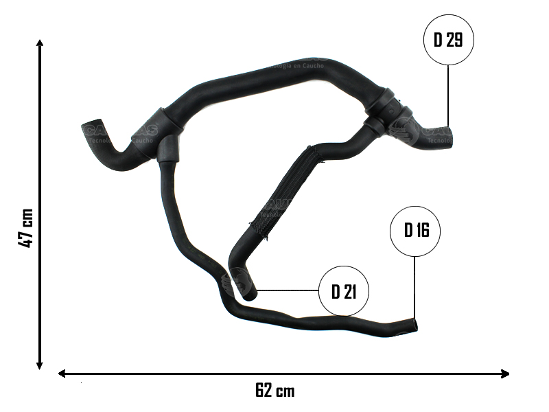 CAUPLAS MANGUERA RADIADOR INFERIOR RENAULT KANGOO OEM:8200515723 =YACO 3700
