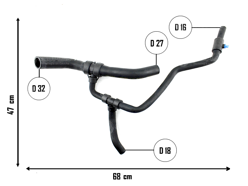 CAUPLAS MANGUERA RADIADOR INFERIOR FIAT IDEA I-II PALIO III-IV SIENA II  =YACO 3327