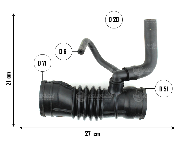 CAUPLAS MANGUERA TOMA DE AIRE FIAT PALIO III-IV SIENA II-IV OEM:51727082 5174587 =YACO 3395