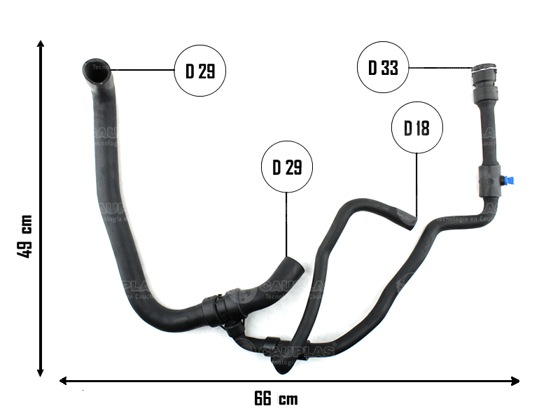 CAUPLAS MANGUERA RADIADOR INFERIOR FIAT DOBLO OEM:51817697 =YACO 4376